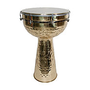 BRASS DOUMBEK WITH SYNTHETIC HEAD 12-BY-20-INCH