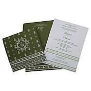 GREEN MATTE SCREEN PRINTED WEDDING INVITATION : I-808A - 123WeddingCards