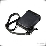 Custom Black Shoulder Bag Men's Leather Messenger Bag