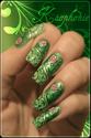 Green Flower Nail Art