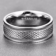Titanium brushed mens rings