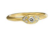 Pave diamond enagement Rings Antique style engagement ring Round Brilliant Cut Diamond halo engagement ring Emerald C...