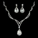 Bridal Wedding Jewelry Set Crystal Rhinestone Unique Chain Teardrop Necklace SV