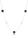 Judith Jack "Classics" Sterling Silver, Marcasite, Onyx Strandage Necklace with Stations, 36″