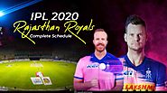 Rajasthan Royals IPL 2020 full schedule pdf | RR fixtures of IPL 2020