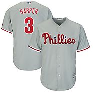 Bryce Harper Philadelphia Phillies Majestic Official Cool Base Replica Player Jersey - Gray - Phillies Gear