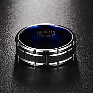 Blue Tungsten Mens Promise Ring