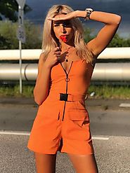 Square Neck Straps Fitted Romper For Women