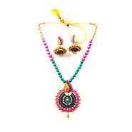 Handmade Terracotta Fashion Pendant Necklace Sets - Vishyam