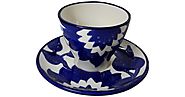 Le Souk Ceramique Jinane Design Tea/ Espresso Cup & Saucer (Set of 4)