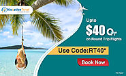 Use Code: RT40 (Save upto $40 on Booking of Round Trip Flights)