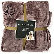 Laura Ashley Reversible Micro Fur Pet Dog Bed Blanket Throw Slate Grey Gray