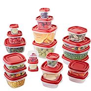Rubbermaid Easy Find Lids Food Storage Container, 42-Piece Set, Red