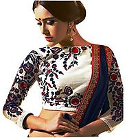 Simple Blouse Designs for Silk Sarees with Thread Work | HappyShapp
