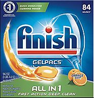Finish All In 1 Gelpacs, Orange 84 Tabs, Dishwasher Detergent Tablets(Packaging may vary)