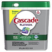 Cascade Platinum ActionPacs Dishwasher Detergent, Fresh Scent, 62 Count