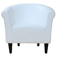 Buy Modern Classic White Faux Leather Upholstered Club Chair from Desserich home