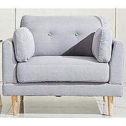 Buy Modern Light Grey Linen Upholstered Armchair from Desserich home