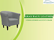 Buy Gray Faux Leather Upholstered Accent Chair from Desserich home