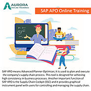 SAP APO Online Training |SAP Online Training
