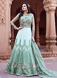 Aqua Green Embroidered Anarkali Gown