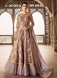 Light Purple and Gold Embroidered Anarkali
