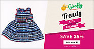 Navy Blue and Red Strips Kids Frock - Giraffy.in