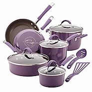 Rachael Ray 12-Piece Cucina Hard Enamel Nonstick Cookware Set, Lavender/Purple