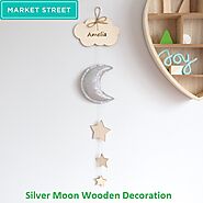 Silver Moon Wooden Decoration - Market Street