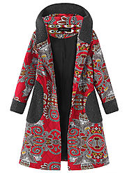 Trendy Gracila Women Ethnic Printed Thicken Hooded Buttons Coats Online - NewChic