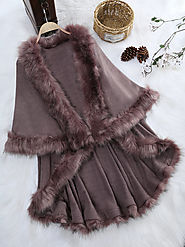 Trendy Elegant Faux Fur Patchwork Layered Irregular Women Cloak Coats Online - NewChic