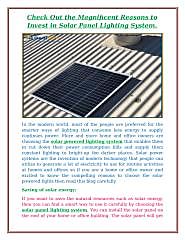 Magnificent Reasons To Invest In Solar Panel Lighting System - RediLight