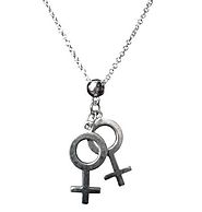 Vintage Silver Double Venus Symbol Charm Pendant Necklace for Women – sparklingselections