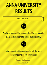 Anna University Results 2015 April May | 8th 6th 4th 2nd sem