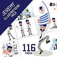 Jeremy Searching for a Job Illustrations Pack