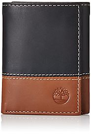 Timberland Men's Hunter Colorblocked Trifold Wallet, Black/Brown, One Size