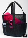 Mesh Family Beach Tote - Black Whale Bag w Black Carabiner Hook by Saltwater Canvas