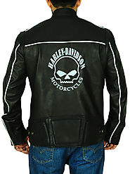 Motorbiker Willie G Reflective Skull Leather Jacket