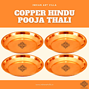 Copper Hindu Puja Thali - IndianArtVilla