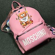 Moschino Botanical Bear Women Large Leather Backpack Pink