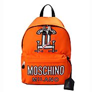 Moschino Clamp Marks Women Large Techno Fabric Backpack Orange