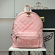 Moschino Logo Women Quilted Techno Fabric Backpack Pink