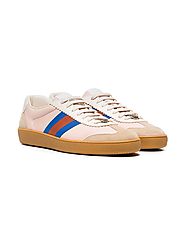 GUCCI neutral G74 web leather sneakers