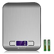 Etekcity Digital Kitchen Scale Multifunction Food Scale, 11 lb 5 kg, Silver, Stainless Steel (Batteries Included)