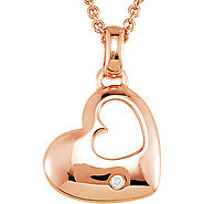 14K Rose Gold-Plated Sterling Silver.01 CTW Diamond 18 Heart Necklace - 68532:100:P
