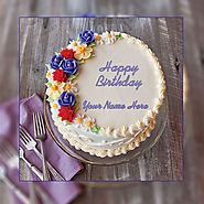 Colourful Birthday Cake With Name and Photo