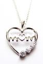 Sterling Silver Mom Heart Pendant Necklace 18"