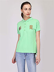 Buy Green Polo Collar T-Shirts For Girls and Women Online | TheBigStack