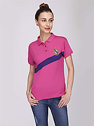 Buy Polo Collar T Shirt For Girl in Purple Color Online in India | TheBigStack