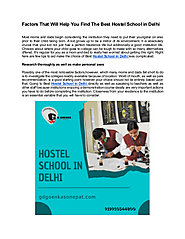 Factors That Will Help You Find The Best Hostel School in Delhi | edocr